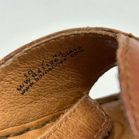 Born Women's Cognac Brown Leather Slingback Casual Wedge Sandals Size 10 - Picture 15 of 15